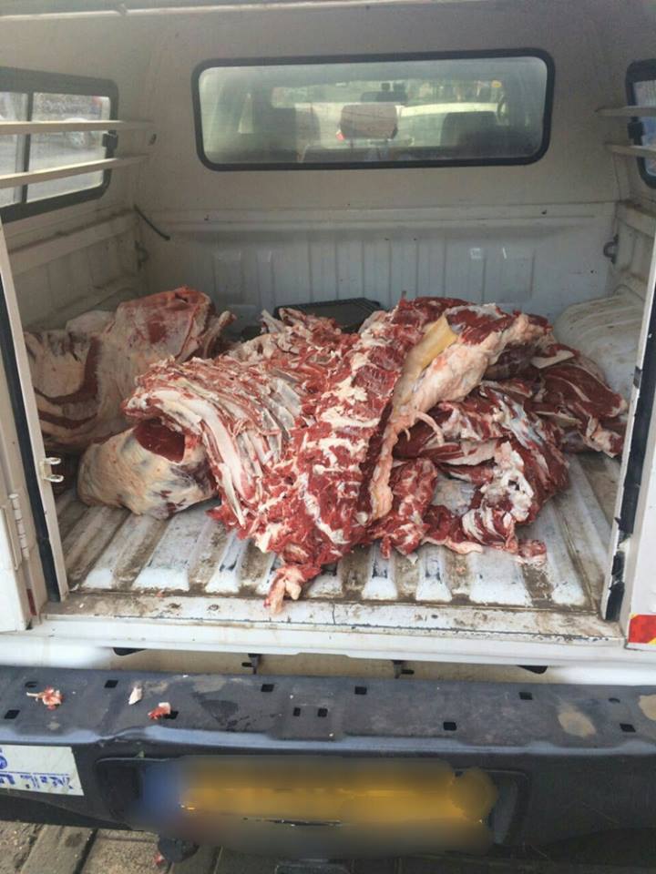 עראבה: כ-1.5 טון בשר משחיטה שחורה נמצאו ברפת ואטליז