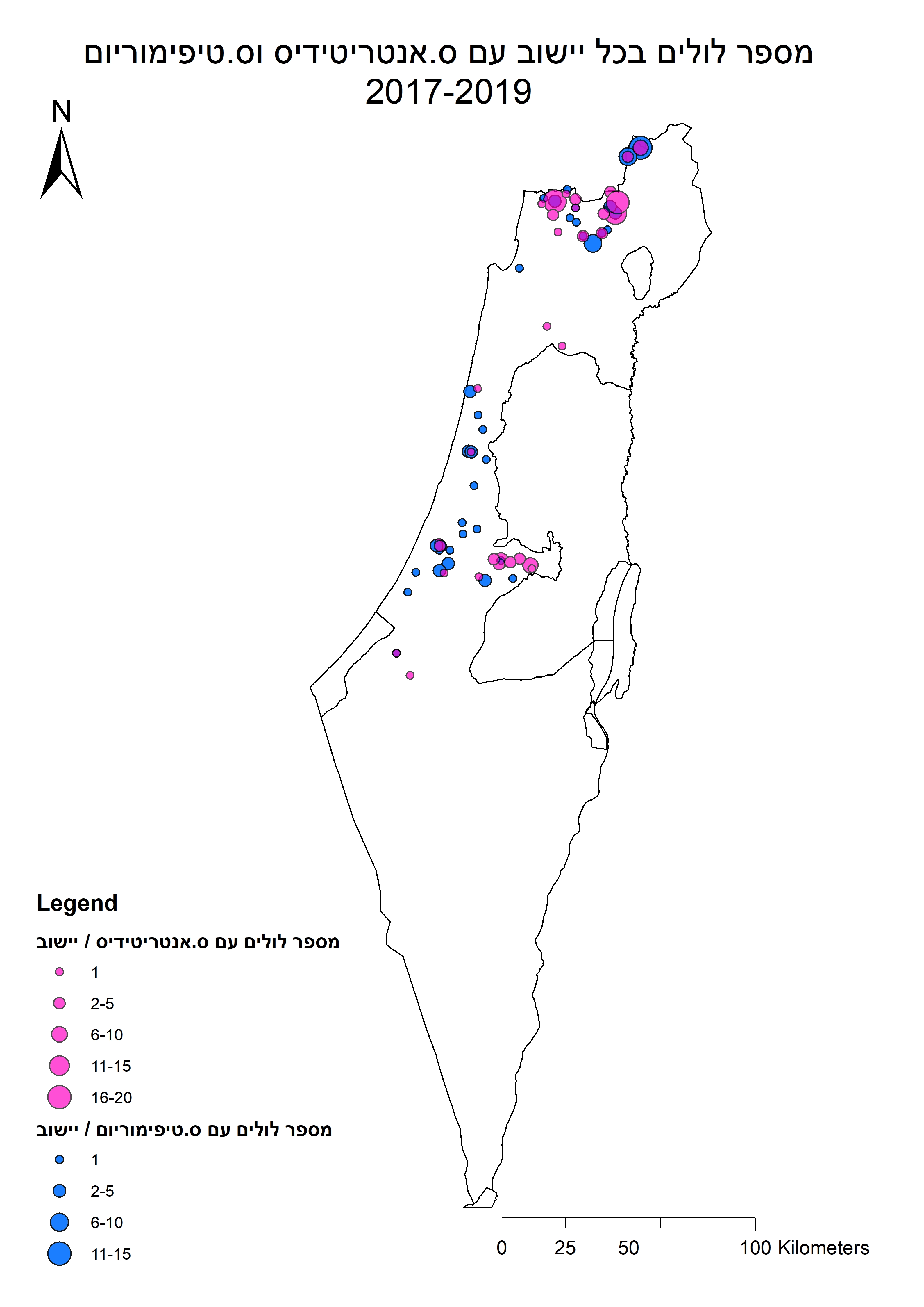 לולים נגועים בסלמונלה - מפה שנתית